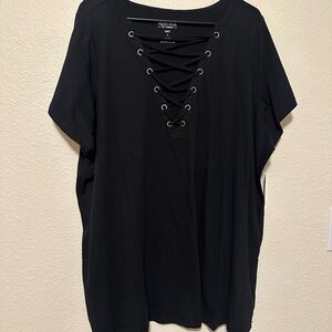 Hollister Black Lace-Up Short Sleeve Top
